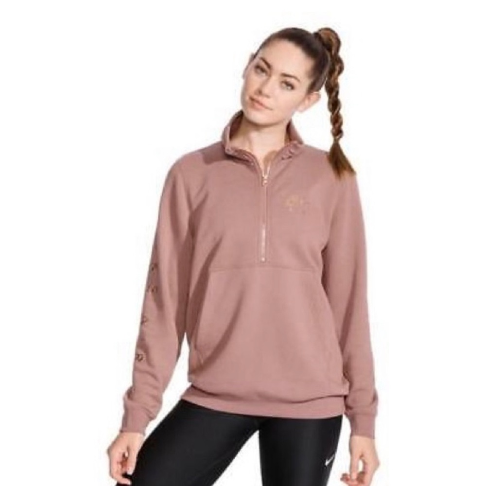 Mauve RoseGold accent half zip sweatshirt. Small . GENTLY WORN